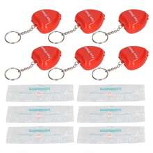 6pcs Cardiopulmonary Resuscitation Face Shield Portable Hygienic Pocket Facial Cover Keychain