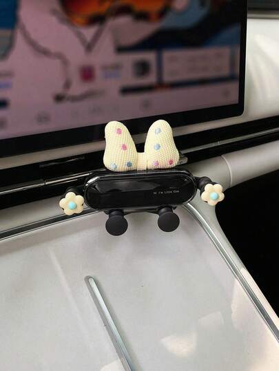 Cartoon Flower Car Phone Holder, Creative Bow Tie Car Air Vent Mount Bracket, Women