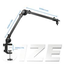 Microphone Boom Arm Desktop Height-Adjustable Stand Compatible With Various Microphones - Black - View 7
