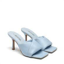 Women Minimalist Summer Heeled Mule Sandals, Fashion Stiletto Square Open Toe Heeled Sandals - Màu xanh nhạt - Xem 4