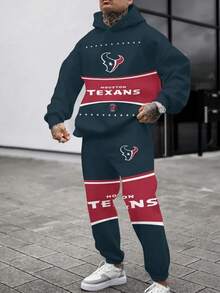 Houston Texan-S Casual Hoodie Jogging Sweatpants Tracksuit Set-12 - 風格 - 查看 1