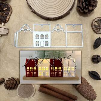 1 pieza Juego de plantillas de corte de metal con forma de casa para scrapbooking, manualidades de tarjetas DIY, decoración de estampado en relieve y herramientas de artesanía para proyectos del hogar