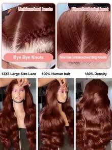 Uveous 34 Inch Chocolate Brown Lace Front Wig Human Hair 13x4  Body Wave Lace Front Wig Human Hair Pre Plucked With Baby Hair 4 HD Lace Wig Human Hair 200% Density Colored Wigs - S4 - 查看 6