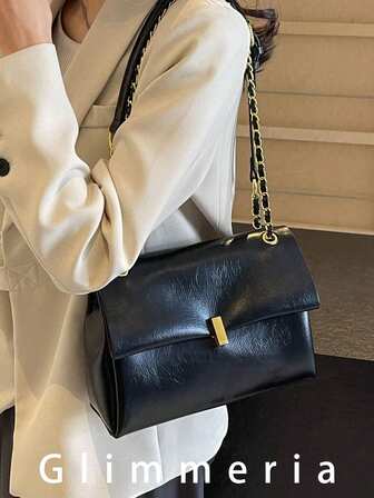 Bolso de tote de gran capacidad, bolso minimalista de debajo del brazo, nuevo bolso cruzado de hombro con cadena para ir al trabajo