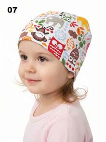 1顶婴儿卡通图案针织帽，双层针织婴儿睡帽，适合春夏穿着 - 彩色 - 查看 14