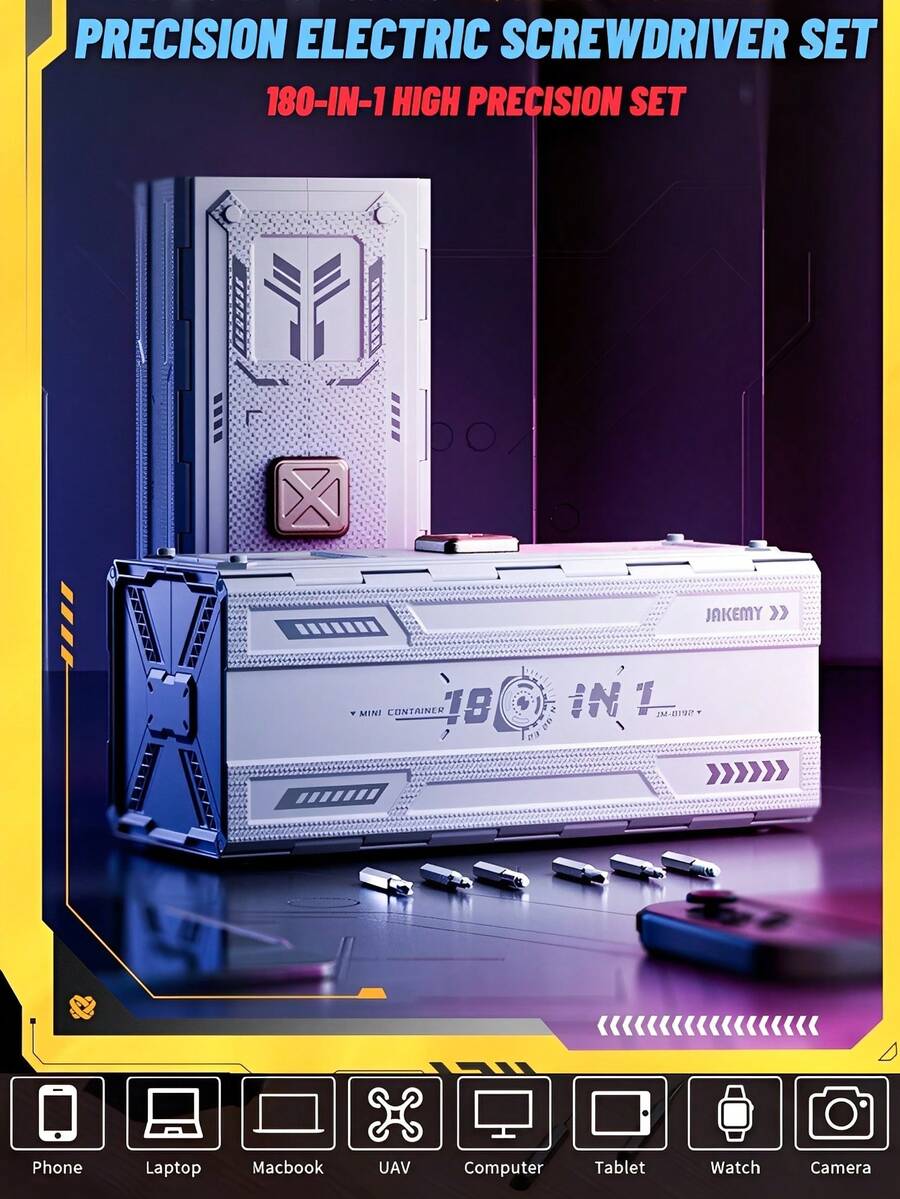 180-In-1 Multi-Functional Electric Screwdriver Set, Includes Electric Screwdriver And Precision Screwdriver Functions, 3 Torque Modes And 162 Magnetic Precision Screwdriver Bits, Suitable For Smartphones, Cameras, Computers, Watches, Laptops, Drones, And More, Essential Home Repair Tool Kit