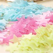 100pcs/200pcs Assorted Colorful Glow-In-The-Dark Stars, Suitable For Wall And Ceiling Decoration, Modern Minimalist Home Decor, Perfect Gift Choice - Pink - View 9