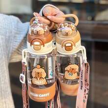 Carpe Diem Large Capacity Straw Cup, New Anti-Drop Plastic Cup With Dual Drinking Spouts Design