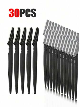 Set de 1/3/6/12 piezas de Rasuradora facial de precisión, Recortadora de cejas, Depiladora facial, Unisex, Con estuche protector, Conveniente para viajar, Disponible en color negro. Adecuado para Navidad, Invierno, Rosa, Graduación, Cumpleaños, Vacaciones, Verano, Otoño, Y2K, Moda