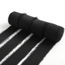 1 cuộn/3 cuộn/6 cuộn ruy băng chiffon tua rua thủ công DIY, 1,57in x 16,4ft, ruy băng tua rua 1,57in x 32,8ft, thích hợp cho thiệp mời cưới, đồ thủ công DIY, làm nơ, trang trí đám cưới, bó hoa cô dâu, gói quà, trang trí ngày Valentine, trang trí tiệc (Màu đỏ) - màu đen - Xem 8