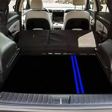 1件复古70年代蓝色条纹后备箱垫 - 高强度涤纶材质，防滑、防尘、易清洁、简约设计，适用于SUV、轿车、卡车，是理想的圣诞节/万圣节礼物，汽车后备箱垫，汽车内饰配件，复古风格，后备箱垫，防滑表面，适合车主、经典设计、高品质材料、卡车司机 - 條紋 - 查看 1