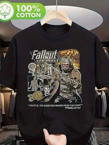 [Free Shipping]Fallout New Vegas Courier Graphic T-Shirt - Post-Apocalyptic Gaming Tee With Courier & Mechanical Design, True To The Game Quote - Soft Shirt For Fallout Fans, Cosplay, Casual Attire - Men's Casu - Kiểu 4 - Xem 1