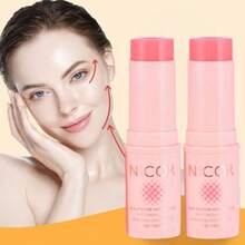 1 pieza Barra de crema facial hidratante de estilo coreano que contiene colágeno y proporciona beneficios multiefecto de 48 horas. Reafirma, ilumina y reduce las arrugas, y es adecuada para todos los tipos de piel clara beige. Presenta un diseño compacto de barra. - Rosa - Ver 3