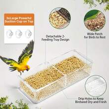 Comedero de pájaros de acrílico, jaula de pájaros, suministros para mascotas de colibríes, transparente montado en la pared - Unitalla - Ver 4