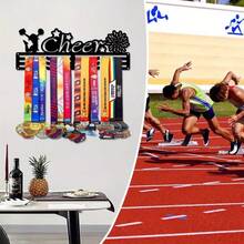 1pc Sports Metal Medal Hanger, Cheerleader Athlete Medal Display Rack, Medal Hanging, Living Room Bedroom Wall Decor, Outdoor Porch, Gift, Metal Art, Perfect Gift For Athletes, Medal Display Rack - Black - View 7