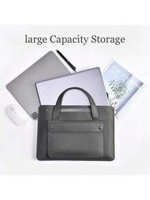 PU材质笔记本电脑保护套，兼容MacBook Air 13英寸、MacBook Pro 14英寸、16英寸、HP 13英寸/14英寸/15英寸/16英寸笔记本电脑，简约加厚笔记本电脑包 - 彩色 - 查看 5