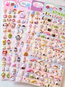 Pegatinas de espuma 3D - Comida de dibujos animados y personajes lindos, sushi, conejo, pegatinas decorativas mini para fundas de teléfono, diarios, scrapbooking - Multicolor - Ver 12