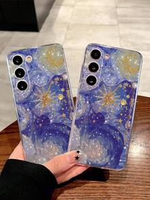 防震油画图案彩色星空软壳手机壳，适用于华为荣耀系列，Galaxy A04e/12/A13/A14/A34/A50/A52/A53/A54/S21/S22/S23/S24/S25/S25 Ultra/S25 FE/S26/S26 Plus/S26 Ultra/S26 Edge、6A/7A/8A、12T/13T/15T/15T Pro，印花图案，购买前请确认兼容性，春季礼物 - 無色 - 查看 3