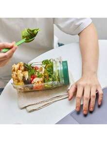 1pc Side-Opening Leak-Proof Stackable Salad Container, Reusable Sealed Layered Salad Bowl, Portable Lunch Salad Box For Picnic, Family Gathering, Outdoor Travel