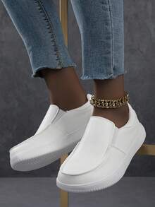 2026 New Women's Fashion Casual Shoes, Minimalist Lightweight Soft Sole Lace-Up Sneakers - White - View 5