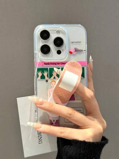 可爱创意绷带造型收缩手机支架 - 高品质免提车载仪表盘支架，艺术实用智能手机配件，适用于所有设备，手机握把支架兼容、安卓手机，生日礼物，送给家人、朋友的礼物，生日推拉式手机握把手机配件