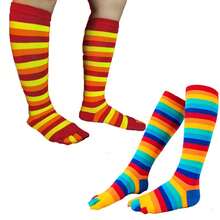 2 Pairs Women's Rainbow Toe Socks, Knee High Toe Socks, Striped Knee Socks, Mid-Calf Socks, Calf Socks - Multicolor - View 6