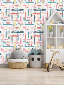 1 Roll 1m/3m/5m Vintage White/Pink/Blue Graffiti Textured Art Style Wallpaper, Suitable For Home Renovation, Room Decor, Cabinet Refurbishing, Bathroom Decor, Waterproof, Stain-Resistant, Flexible Vinyl Self-Adhesive Wallpaper - Multicolor - View 5