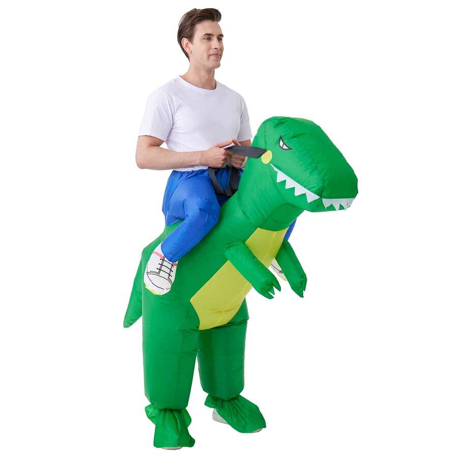 1pc Green Dinosaur Inflatable Costume, Suitable For 1.5-2m Height, Blower Fan Not Included - Multicolor - View 1
