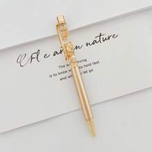 1pc Customized Gold Foil Ballpoint Pen, Fashionable Gold Signature Pen, Can Be Engraved With Logo, Gold Customized, Personalized, Unique, Customized Wedding Gift, Personalized Name Pen, Personalized Fountain Pen, Ideal Gift For Him/Her, Boyfriend, Girlfriend, Family, Friends, Young People, Students, Employees, Clients, Father's Day, Graduation, Wedding, School Supplies, Comfortable Desert Autumn Style, Office Decor - Multicolor - View 12