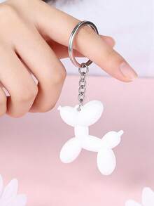 1pc Cute Balloon Dog Keychain, Suitable As Gift For Friends - White - View 6