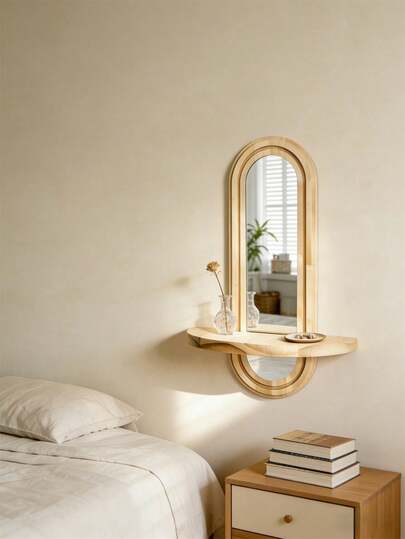 1件波西米亚风格木质墙框，彩虹拱形木质悬挂式储物架，多功能储物架，易于安装，适合四季家居装饰，中世纪现代彩虹书架装饰，花园装饰，婚礼装饰，家居装饰（颜色和款式随机）