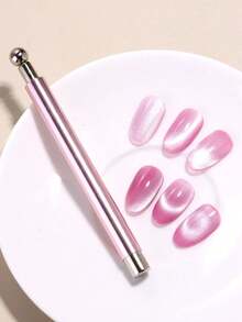 1pc Dual-Ended Magnetic Cat Eye Nail Art Pen, Aluminum Barrel, DIY Nail Art Tool, Holiday Nail Accessory, Gel Polish Magnetic Pen, New Year Gift, Party Nail, Holiday Surprise, Nail Salon Supply, Fashionable Nail Design - Multicolor - View 3