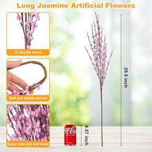 5 Pcs 29.9\ Long Jasmine Artificial Pink Flowers Fake Jasmine Flower Valentines Day Bouquet Faux DIY Floral Art Plant Dry Branches For Home Office Wedding Party Vase Decoration (Macaron Pink) - MacaronPink - Xem 3