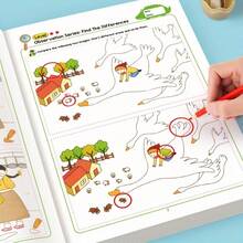 1 Livre - Cahier d'activités Différences cachées, comprend 32 jeux d'observation interactifs et exercices de mémoire | Entraînement de l'attention et de la concentration | Compétences de perception visuelle, jeux de concentration à pages numérotées | Cahier éducatif pour les 6 ans et plus | Activités d'apprentissage scientifiques pour améliorer la concentration et l'observation | Jeux passionnants de recherche d'objets cachés favorisant le développement cognitif - Multicolore - Voir 3