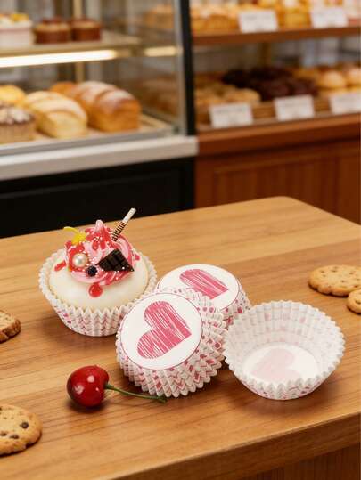 100 Pieces Valentine's Day Heart-Shaped Cake Liners & Mochi Wrappers. These Oil-Proof And Heat-Resistant Baking Cups Come In Multiple Styles, Ideal For Home Baking As Cake Mold Liners And Perfect For Decorating Desserts At Valentine's Day Party Baking.