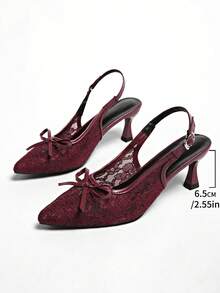 New Women's Stiletto High Heels, Summer Breathable Lace Mesh Sandals, French Style Versatile - Burgundy - View 7