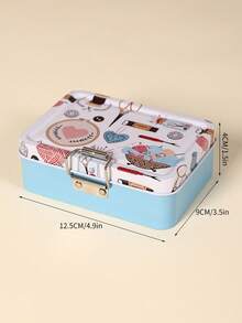 1pc Double-Layer Metal Tin Storage Box With Clasp - Multi-Color, Sewing Tool Organizer For Arts & Crafts, Practical Hanging Hook - Multicolor - View 15