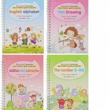 1pc Reusable Magic Groove Children's Handwriting Practice Notebook, Suitable For 3-6 Years Old Kids - Preschool Learning Set, Includes Letters, Numbers, Arts And Math Content - With Ergonomic Pen