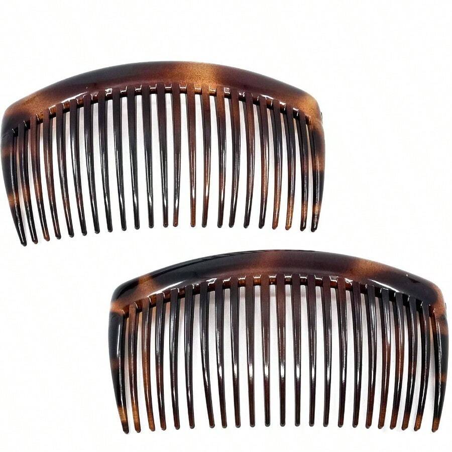 Paris AD66/2 French Side Comb Large Curved Tortoiseshell Hair Combs Women Fine Hair, 4 Inch Strong Hold Comb Women Bun Chignon - Do Styling Hairstyle Accessories, Made In France - Tortoise Shell - 查看 1