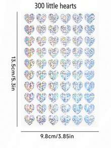 300 pièces/5 feuilles, 60 pièces/1 feuille Autocollants en forme de petit cœur rouge holographique. Convient pour la décoration de boîte-cadeau, sac-cadeau, enveloppe, tableau de récompense et scrapbooking DIY pour la Saint-Valentin - Multicolore - Voir 10