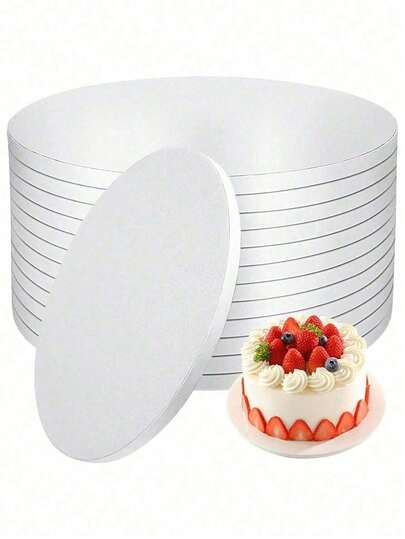 1pc (6/8/10/12 Inch) Round White Cake Board, Sturdy And Durable, Suitable For Baking, DIY Cakes, Desserts, Wedding Celebrations, Birthday Parties, Snacks, Cupcake Display Trays, Theme Parties, Cake Decorations, Wedding Parties, Mother's Day, Christmas And Other Occasions.
