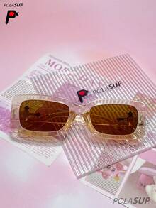 Diamond Heart Cross 1 pieza Gafas de moda cuadradas retro para mujer, de alta gama para rostro ancho y estilizador, con montura cuadrada pequeña de estilo europeo y americano con , decoradas con cristales de corazón y cruz, incluye (estuche de gafas + correa de gafas + paño de gafas) - Multicolor - Ver 5