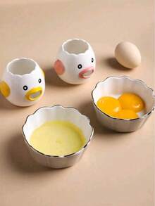 1pc Ceramic Egg Yolk & Egg White Separator, Suitable For Home Use Small Egg Filtration Separator, Kitchen Tool Baking Aid, Dishwasher (Yellow & Pink) - Multicolor - View 9