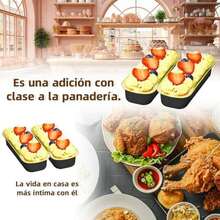 Paquete de 50 moldes de con tapas,rectangulares de 200ML,mini moldes para hornear pan,latas de aluminio para magdalenas (Oro) - negro - Ver 5