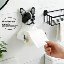 1个创意法斗犬造型卫生纸架，壁挂式卫生纸卷分配器，适用于浴室、卧室，乔迁礼物 - 均碼 - 查看 5