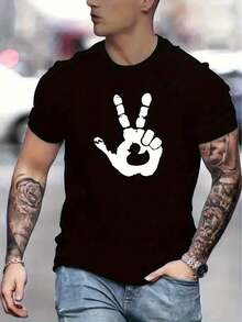 Playera Negra Hombre Diseño Paz Estilo Urbano Casual Rockera Tattoo  México - Negro - Ver 1
