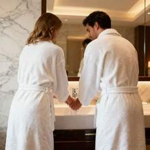 1 pieza Bata de baño de franela unisex, bata larga gruesa y cálida, ropa de dormir casual para parejas, gran regalo para la novia, toalla, decoración de baño, accesorios de baño, artículos esenciales de baño - Multicolor - Ver 8