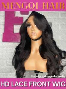 200% Density Lace Front Wig, Blended Hair, Natural Wave, Transparent Brazilian Virgin Hair Lace Front Wig, 13x4, 5x5, 13x6 Lace Front Wig, Pre-Plucked, With Baby Hair, Suitable For Women, Natural Black, 8-34 Inches - Natural & Black - View 2