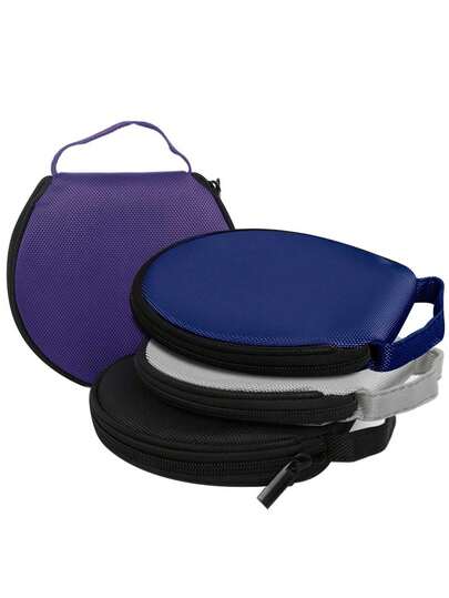 车载CD/DVD收纳包 - 牛津布手提式收纳包，拉链封口，黑色，适合车载、居家及旅行使用，20格CD/DVD收纳盒，便携式CD收纳夹 - 拉链封口，柔软内衬，加固缝线，带标签窗口