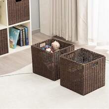 Brown Woven Bohemian Style Desktop Storage Basket Set, Suitable For Snacks, Cosmetics, Toys And Other Household Fabric Multi-Functional Storage Boxes, Applicable To Coffee Tables Or Key Baskets, Desktop Decorative Storage Baskets, Entryway Living Room Miscellaneous Storage Boxes, Snack Toy Organizer Boxes, Household Cabinet Storage Boxes